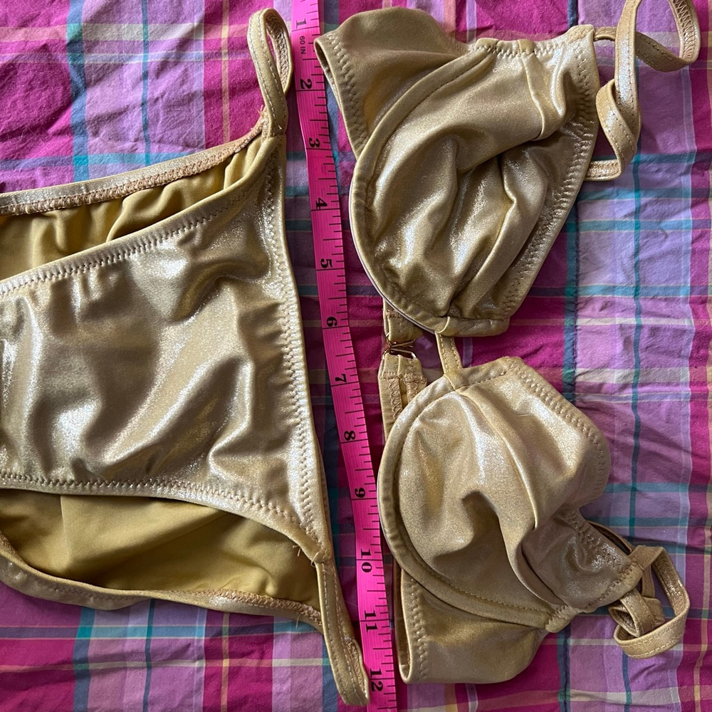 Vintage Gottex Gold Metallic Dazzle Bikini Set Size 8 XS/S RARE - Picture 10 of 10